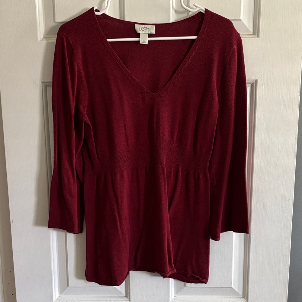 Red V-Neck Blouse